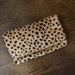 Amazon Leopard Pattern Clutch with Gold Accent